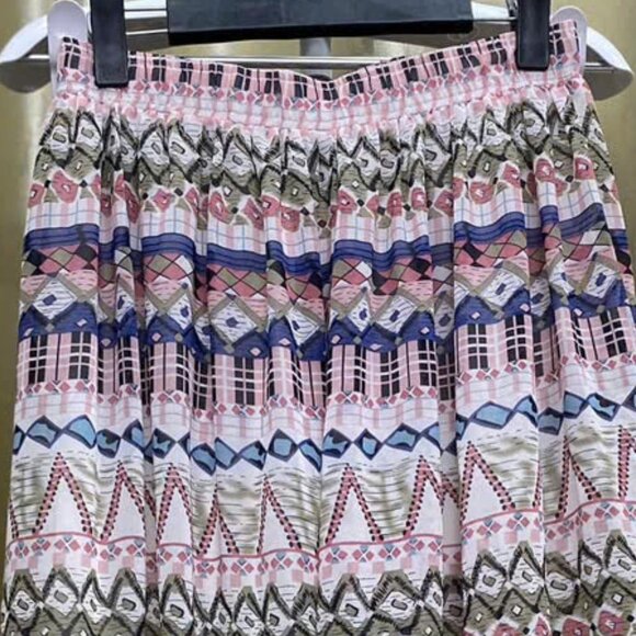 Tribal Print Elastic Waist Midi Skirt - Picture 2 of 3